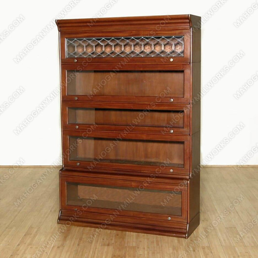 Solid Mahogany Barrister Stacking Bookcase Display with Leaded Glass