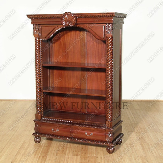 Mahogany Barley Twist Open Bookcase