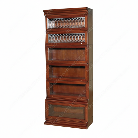 Victorian Stacked Barrister Lawyer's Bookcase  w/ Leaded Glass