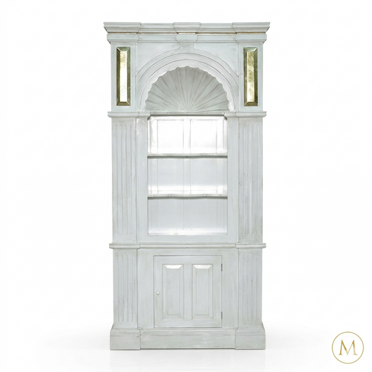 Distressed White Open Shell Bookcase