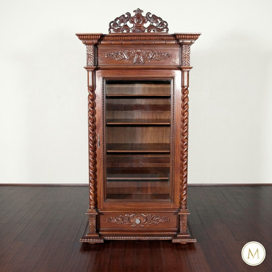 Victorian Style Mahogany 1-Door Display Cabinet