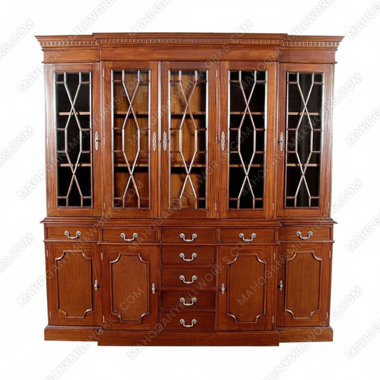Traditional Breakfront Bookcase Cabinet