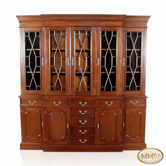 7ft Mahogany Breakfront Bookcase