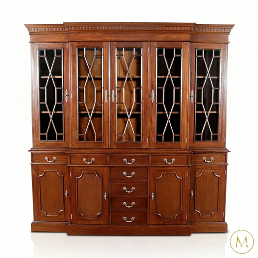 7ft Mahogany Breakfront Bookcase