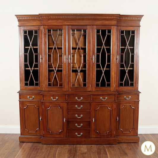 7ft Mahogany Breakfront Bookcase