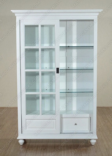 Vintage White Curio China Display Cabinet