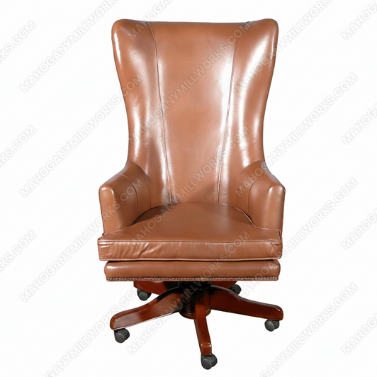 Leather Wing Back Swivel Office Chair