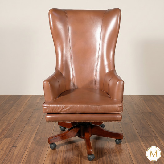 Leather Wing Back Swivel Office Chair