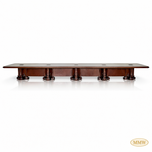 24ft mahogany conference table with carved pedestals
