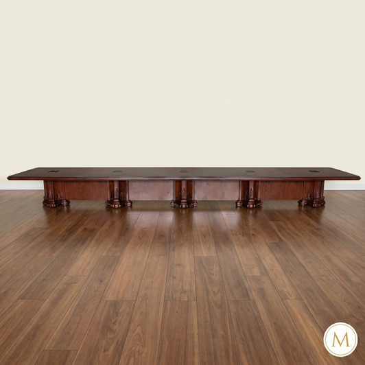 24ft mahogany conference table with carved pedestals