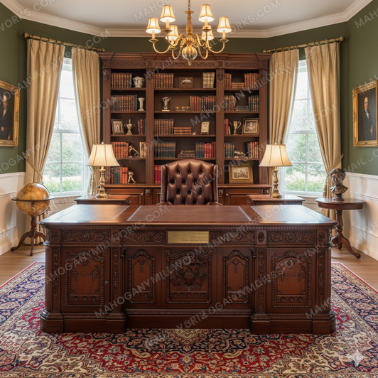 7ft Solid Mahogany President's Oval Office Resolute Desk