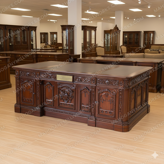 7ft Solid Mahogany President's Oval Office Resolute Desk