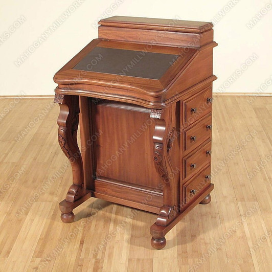 Light Finish Leather Top Davenport