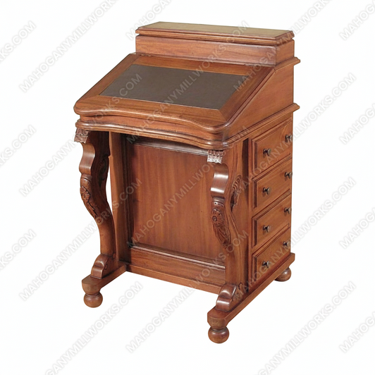 Light Finish Leather Top Davenport