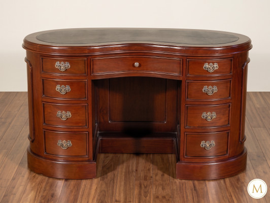 Mahogany Kidney Shape Desk w/ Leather top