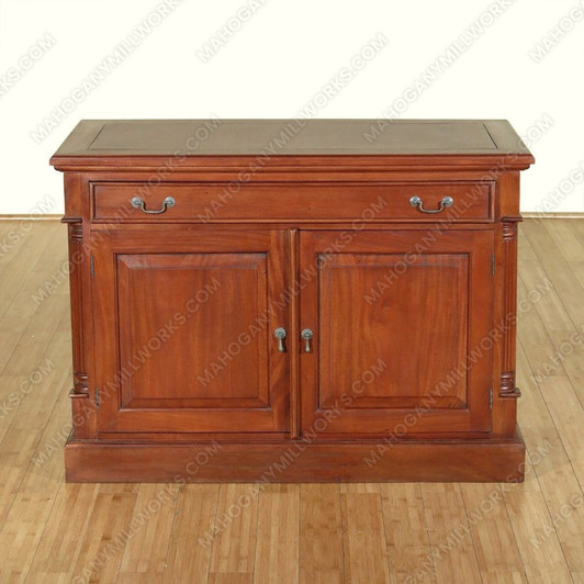 Solid Mahogany Office Computer Desk w/ Leather Top