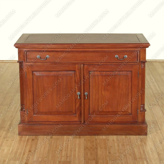 Solid Mahogany Office Computer Desk w/ Leather Top