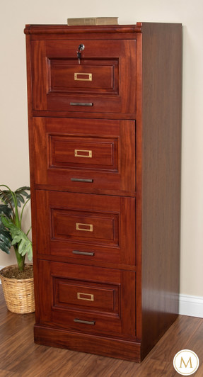 Mahogany/Cherry Mission Style 4 Drawer Filing Cabinet