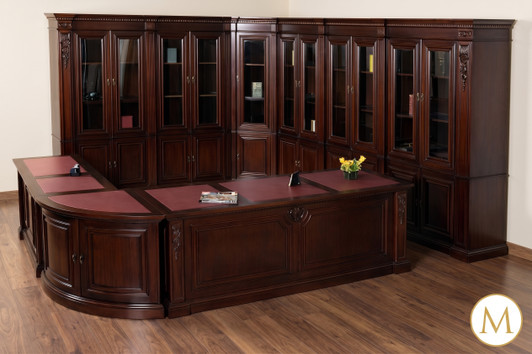 2pc Solid Mahogany Executive Office Desk/Bookcase Set