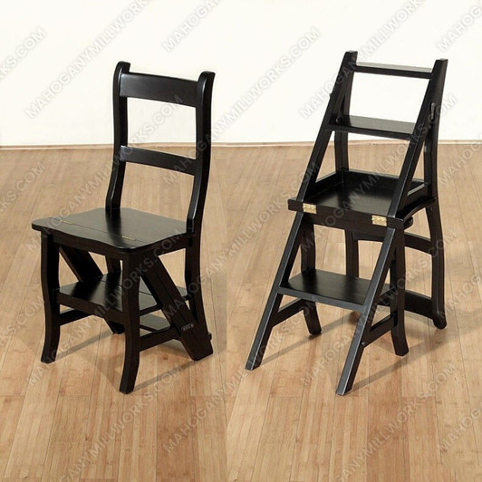 Black Convertible Ladder Chair Library Step Stool