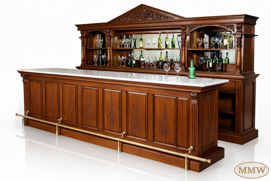11.5ft Roman Bar w/ Carrara Marble Top
