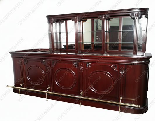 12ft Solid Mahogany Mirror back Pub Bar w/ Rails