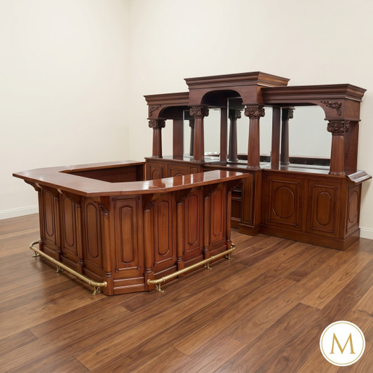 13.5ft Mahogany U-Shape Pub Bar Set