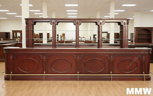 17.5ft Classic Mahogany Pub Bar Set w/ Brass Footrails