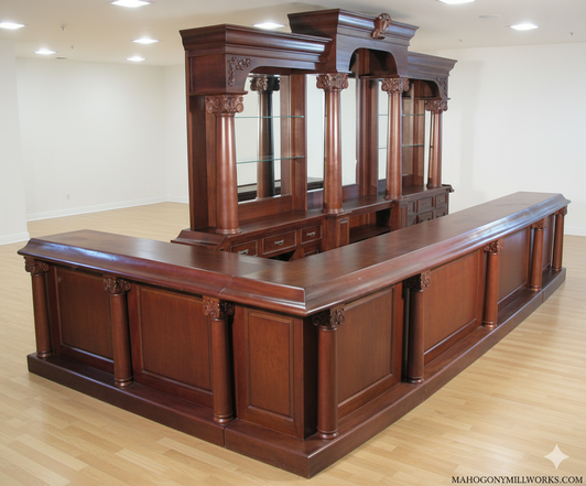 19.5ft Solid Mahogany L-Shape Corner Bar