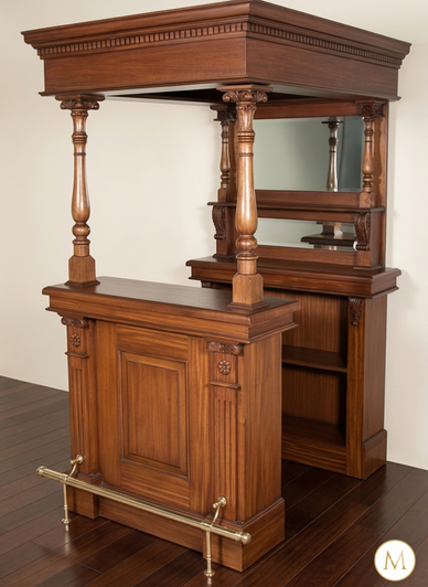 Small Mahogany Distressed Home Canopy Bar