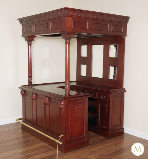 5.5ft Dark Cherry Stained Glass Canopy Home Bar