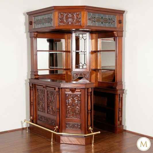 6.5ft Home Canopy Corner Bar w/ Stained Glass