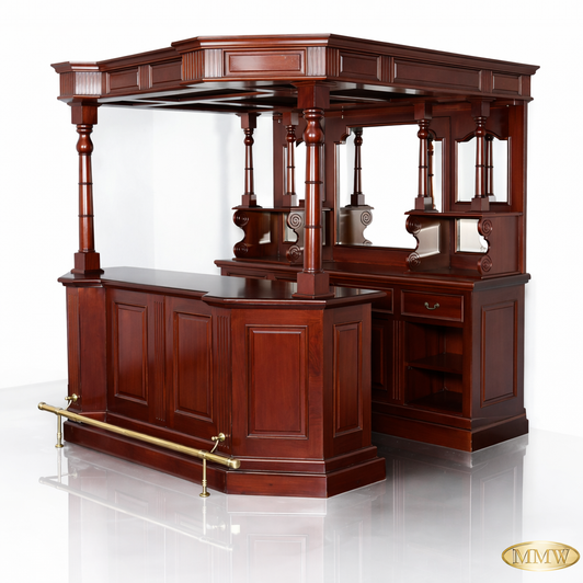 6.5ft Dark Cherry English Canopy Home Pub Bar