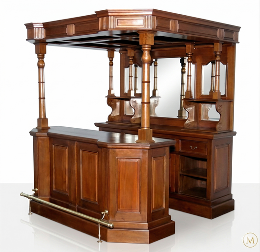 6.5ft Solid Mahogany English Canopy Bar
