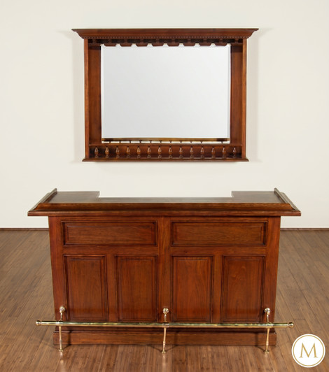 6ft Mahogany Home Bar  Front w/ Hanging Mirror Rack
