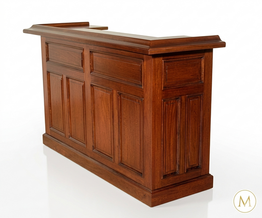 6ft Mahogany Home Bar Front w/ Brass Rails