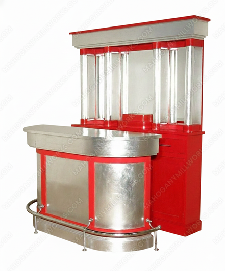 6ft Red/Silver Retro Home Bar