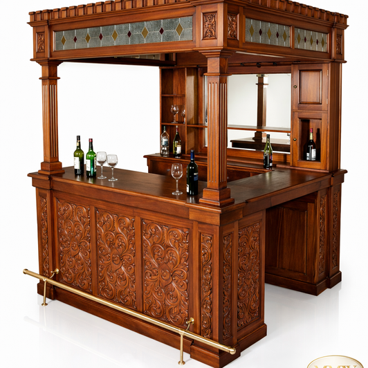 7ft Mahogany Carved Canopy Home Pub Bar