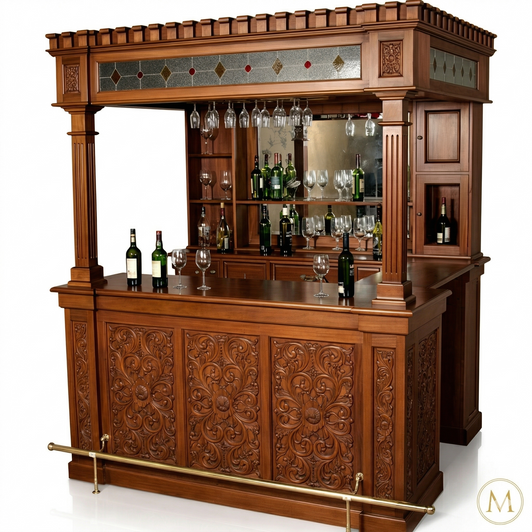 7ft Mahogany Carved Canopy Home Pub Bar