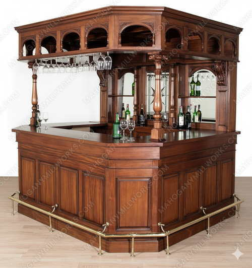 The Belmonte 8.5ft Light Mahogany Canopy Pub Bar Set