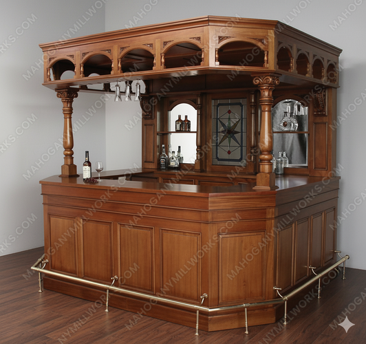 8.5ft Light Mahogany Canopy Pub Bar Set