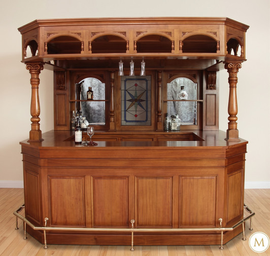 8.5ft Light Mahogany Canopy Pub Bar Set