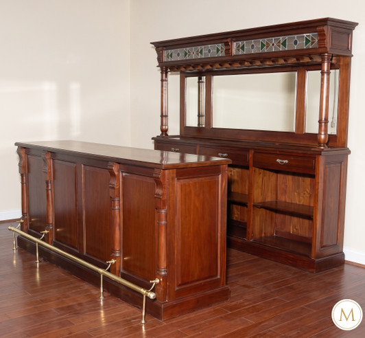 8.5ft Mahogany Stained Glass Pub Bar
