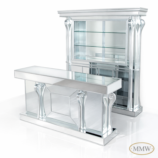 6ft Mirrored Glass Home Bar