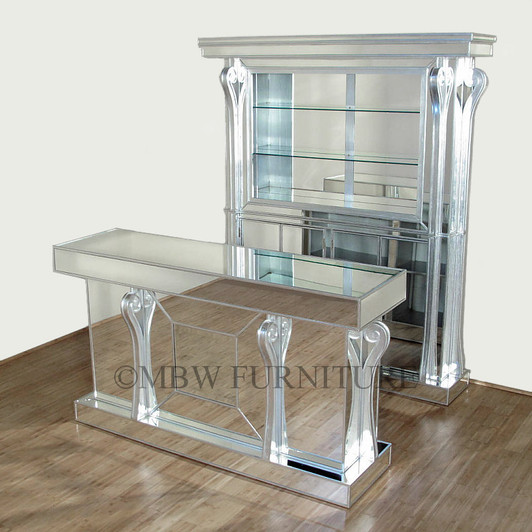 6ft Mirrored Glass Home Bar