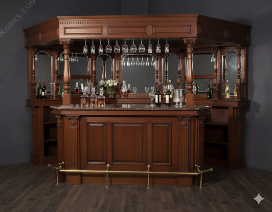 13ft Corner Canopy Pub Bar w/ Brass Rails