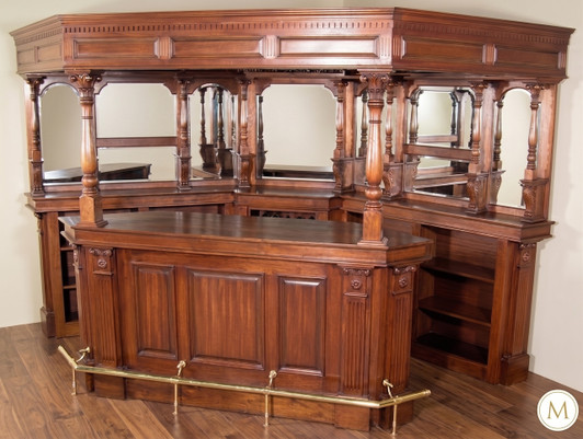 12.5ft Mahogany Distressed Corner Canopy Pub Bar