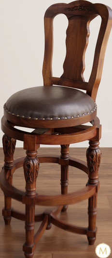 Solid Mahogany/Leather Pub Barstools Pair (2)