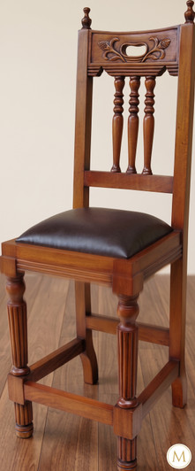 Mahogany/Leather Pub Bar Stools Pair (2)