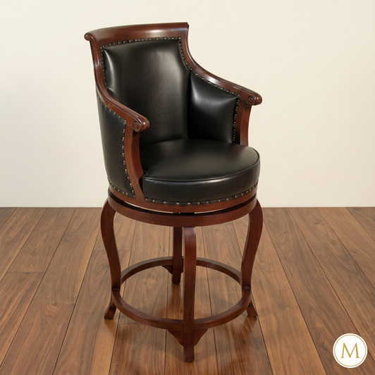 Genuine Leather Swivel Pub Barstools (2)